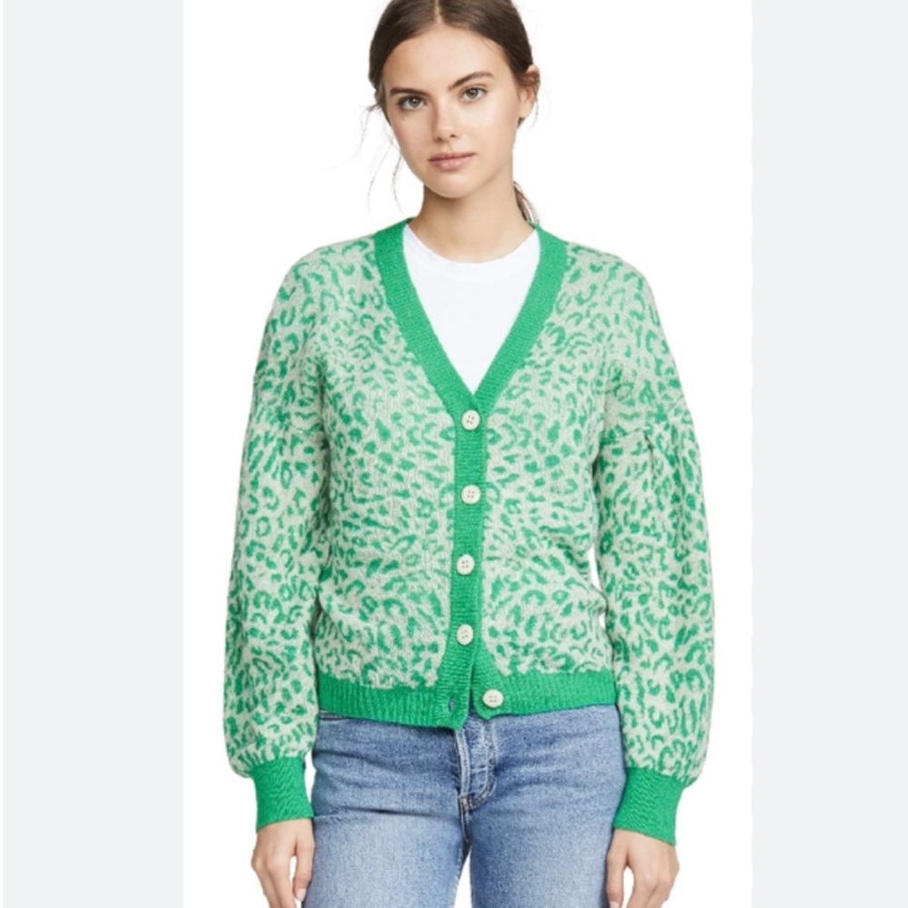 Baum Und Pferdgarten Celine Leopard Wool Button Cardigan Sweater